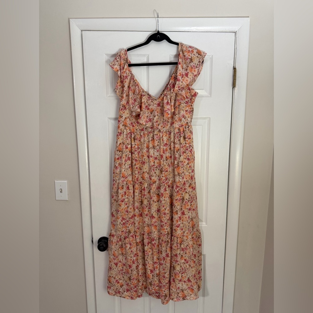 ARULA Floral Maxi Dress - Pink and Cream